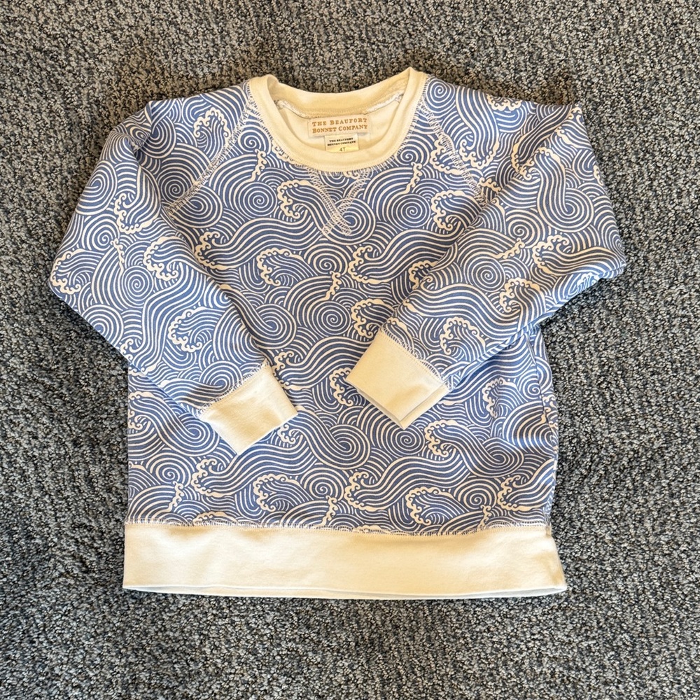 Beaufort bonnet company blue ocean waves sweatshirt 4T like new